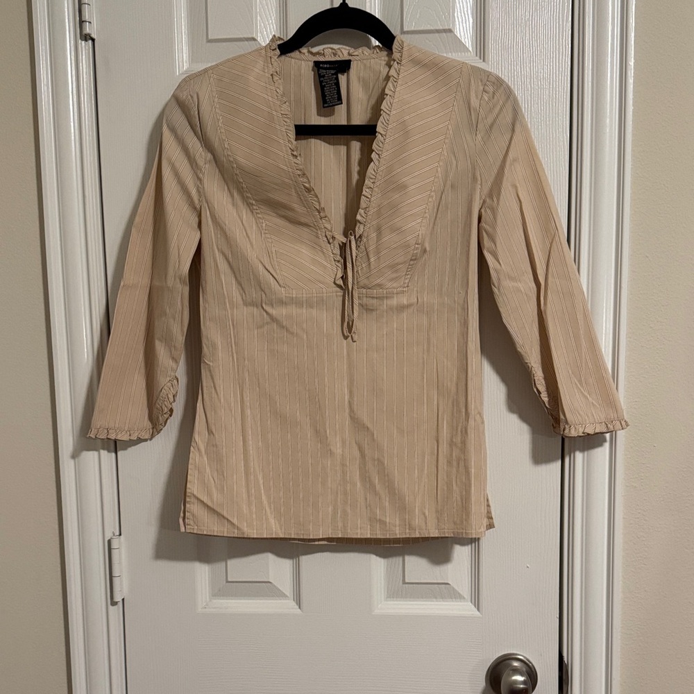 BCBGMaxAzria Cream and Red Striped Blouse